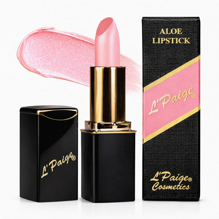 L'Paige front packaging showing frosted pink shade and sleek tube design