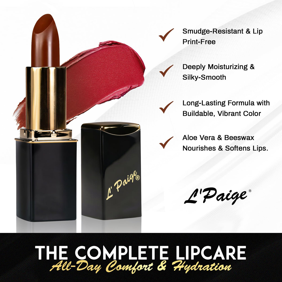 L'Paige open cap showing label and formulation details for informed use