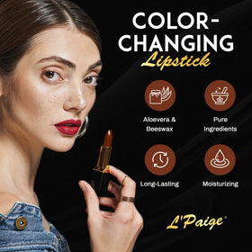 L'Paige swatch on hand showing brown-to-raspberry transformation clarity