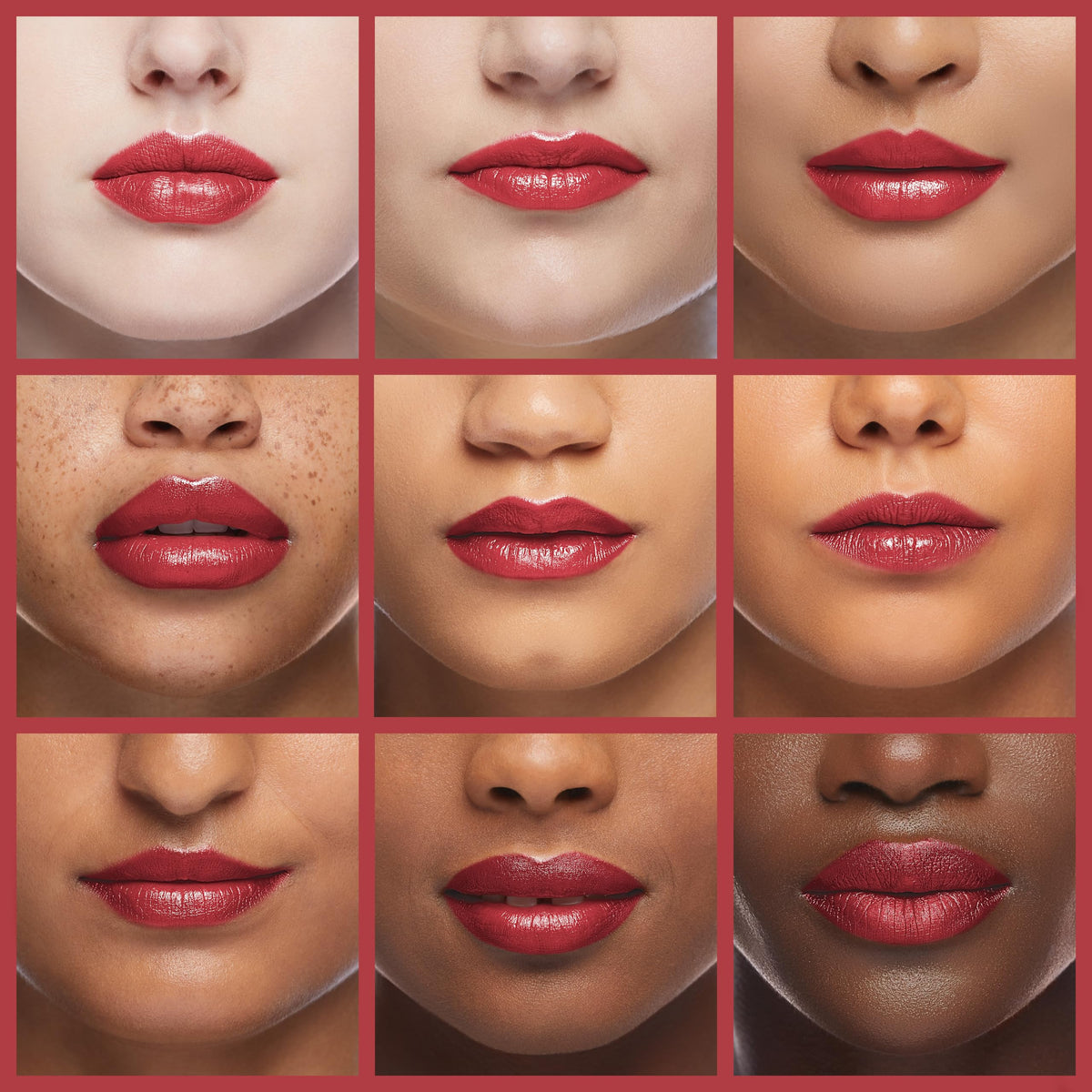 L'Paige lipstick worn by model demonstrating cool mauve shade and wearable shimmer