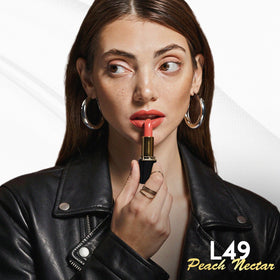 L'Paige open bullet detail highlighting creamy satin texture and smooth application