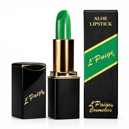 L'Paige front view of Shade LGR tube showing green bullet and packaging benefit personalized color