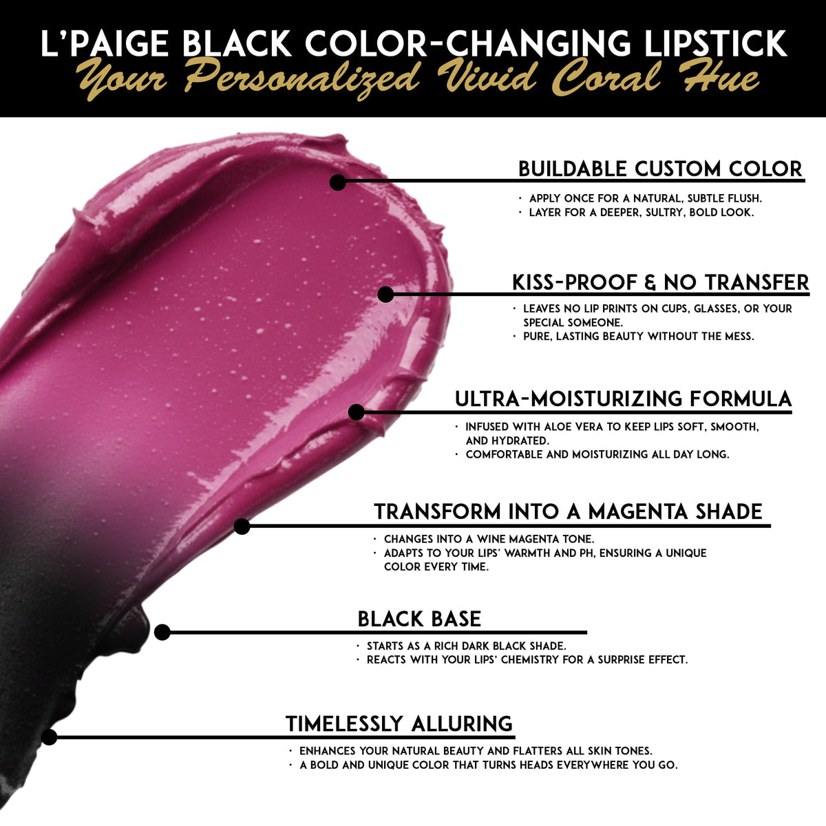 L'Paige lipstick next to coin for scale, communicates compact size and portability
