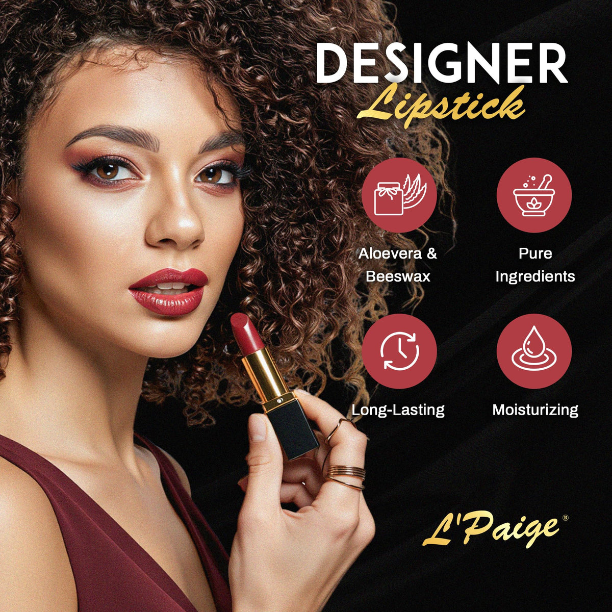 L'Paige texture close-up of creamy lipstick swirl highlighting moisturizing finish
