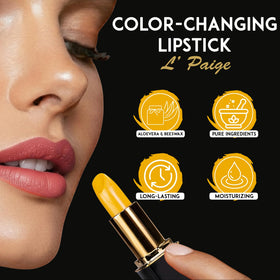 L'Paige warm coral-pink transformed lips after wear, flattering personalized shade
