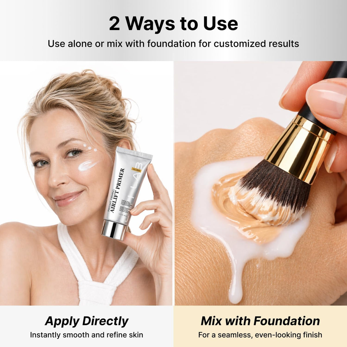 LPH LAB before and after comparison showing blurred pores and refined texture