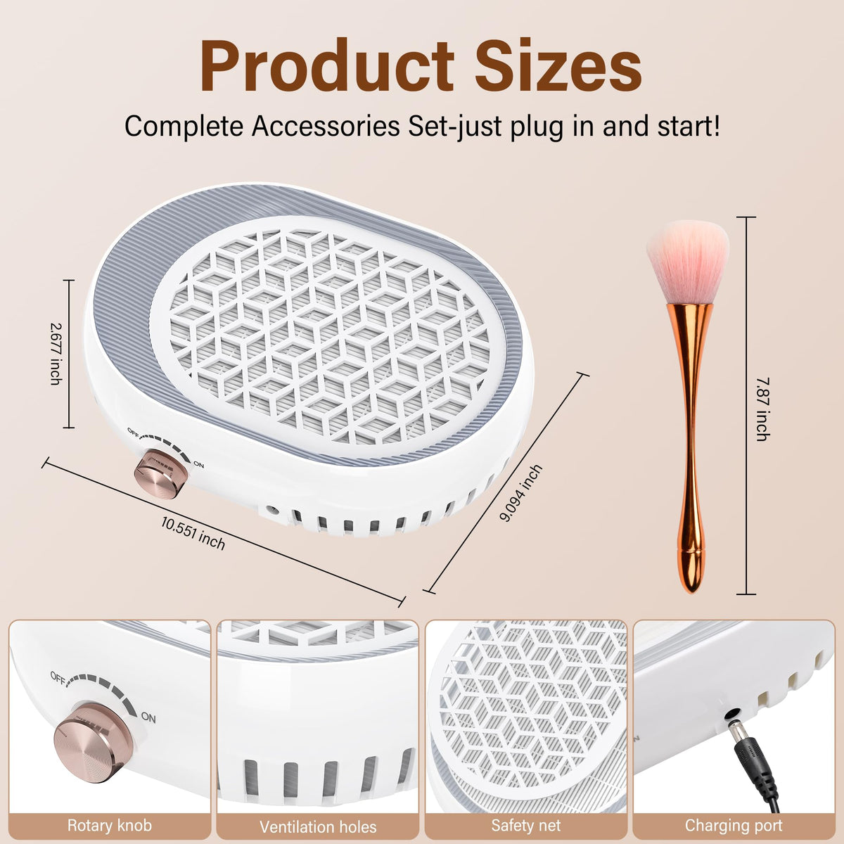 LSNDRG in use on manicure table capturing nail dust during filing
