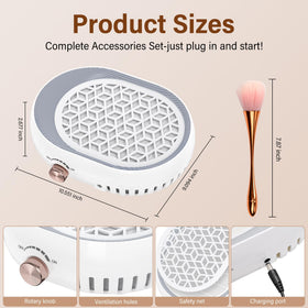 LSNDRG in use on manicure table capturing nail dust during filing