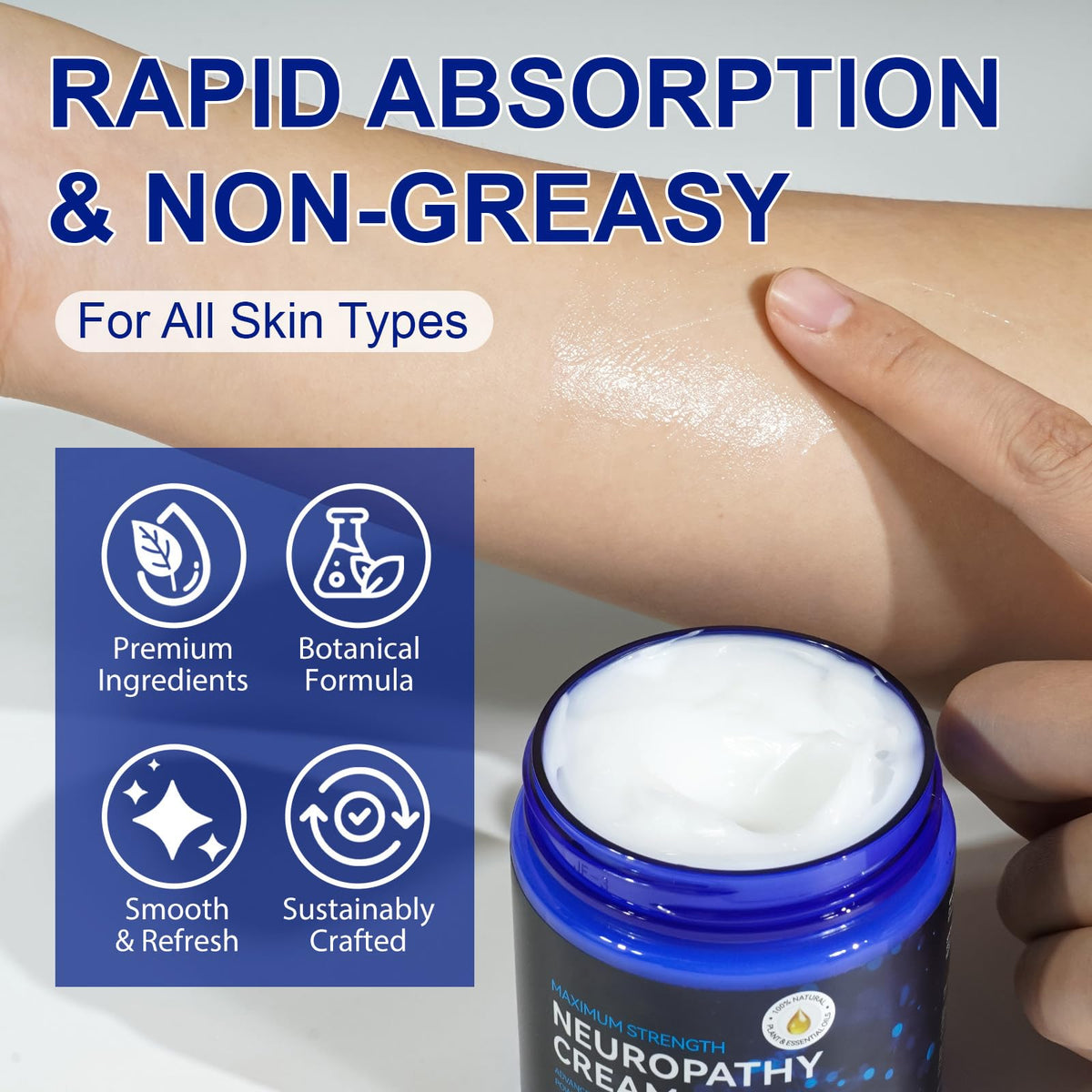 LTQXGT being applied to foot showing soothing coverage and comfort