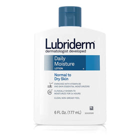 Lubriderm front packaging showing product name and usage benefit