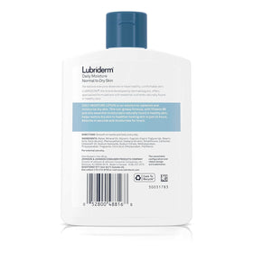 Lubriderm bottle on bathroom counter demonstrating everyday routine use