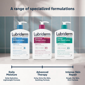 Lubriderm three-pack presentation ideal for household supply and cost savings