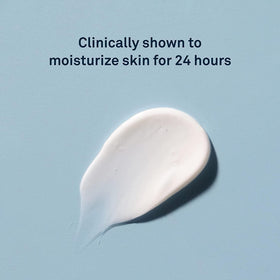 Lubriderm lotion texture pouring to show lightweight hydration benefit