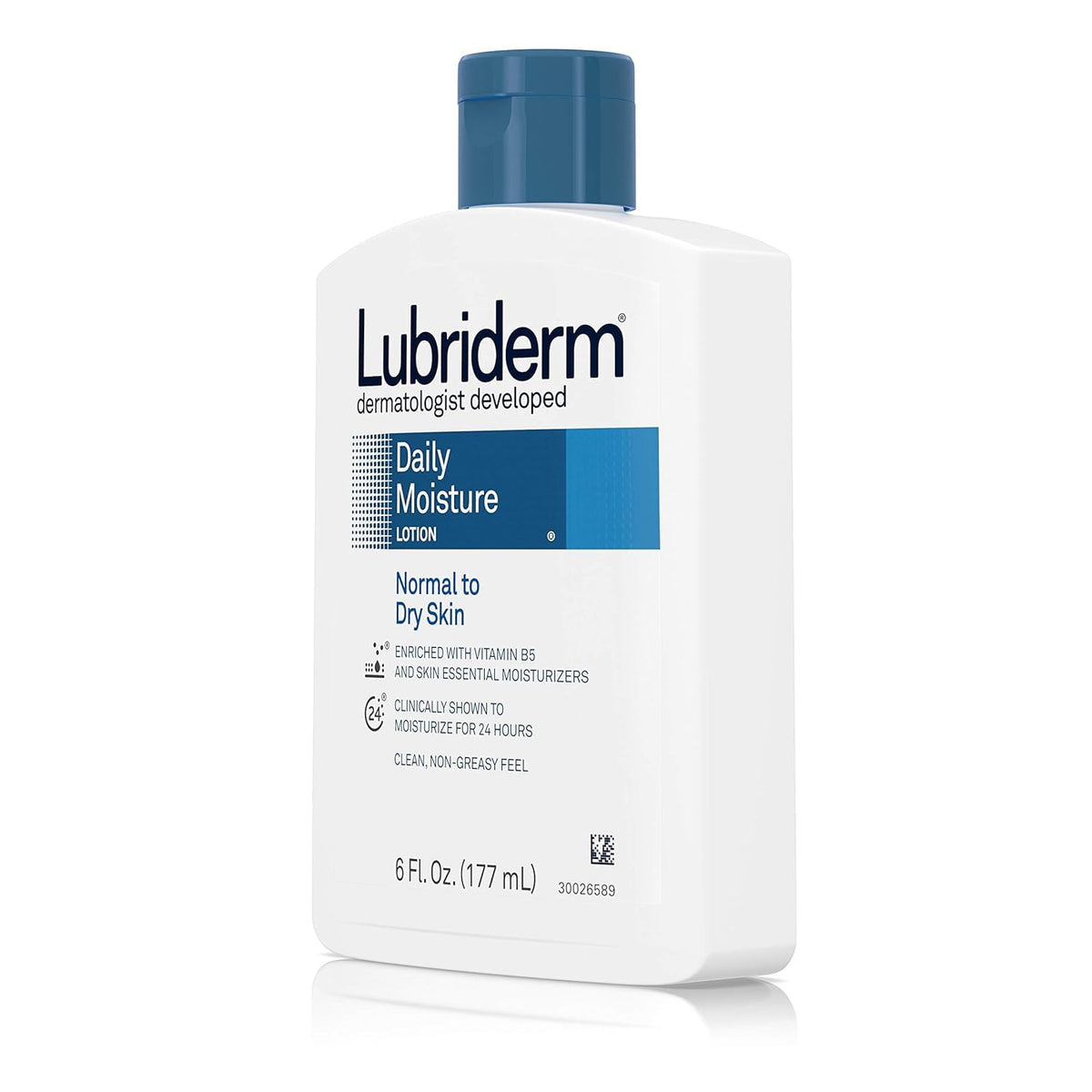 Three Lubriderm bottles lined up indicating spare bottles for convenience