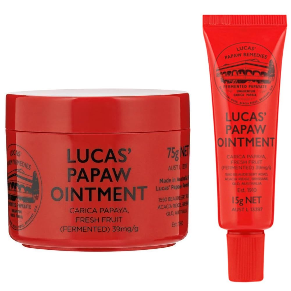 Lucas Papaw 75g jar front view showing label and home use benefit