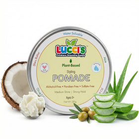 LUCCI’S CHILDRENS GROOMING SUPPLY front packaging showing 5oz jar and branding benefit natural styling