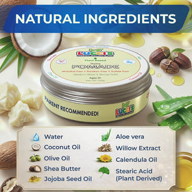 LUCCI’S CHILDRENS GROOMING SUPPLY ingredient close-up with shea butter and oils highlighting nourishing formula