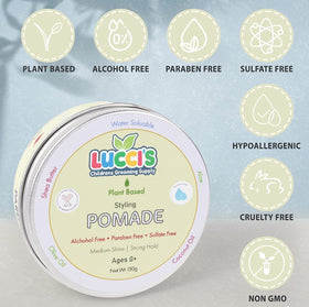 LUCCI’S CHILDRENS GROOMING SUPPLY parent styling baby hair demonstrating easy application and quick tame
