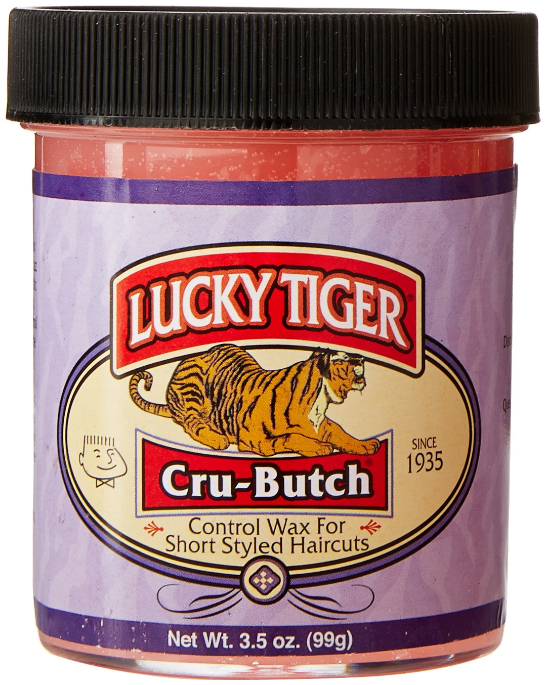Lucky Tiger front jar showing label and travel-friendly size benefits