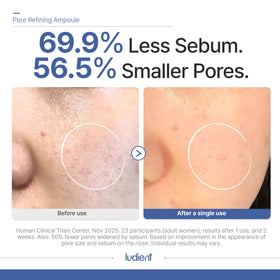 ludient dropper releasing serum texture highlighting lightweight absorption benefit