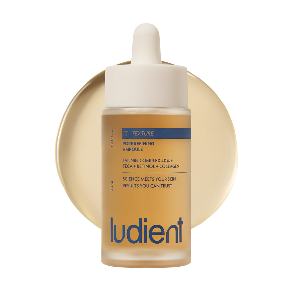 ludient front bottle shot shows serum clarity and clean design benefit visual appeal