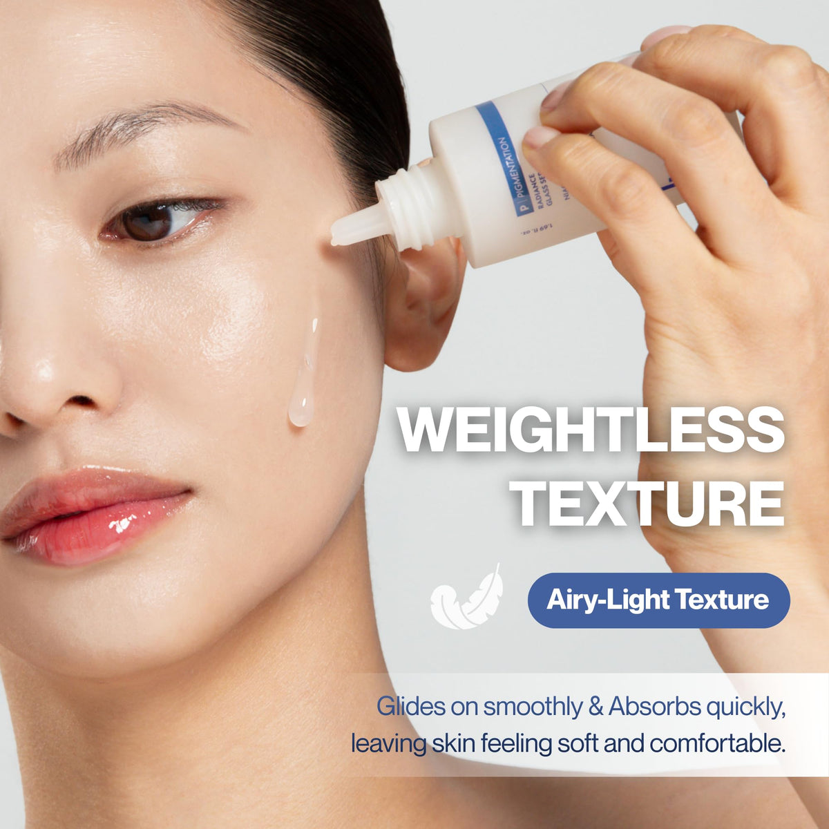 ludient serum being applied on hand demonstrating smooth spread