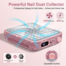 Ludysic in use by manicurist capturing dust efficiently during nail filing