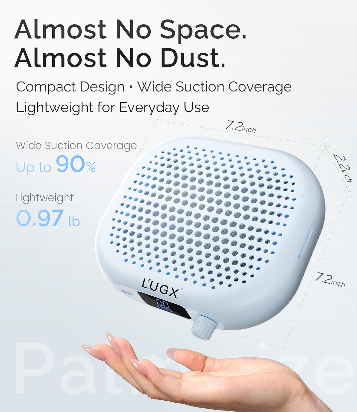 L'UGX in use by manicurist capturing dust for cleaner workspace benefit