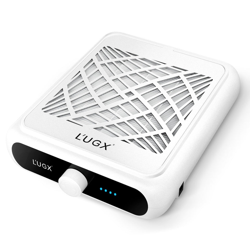 L'UGX front view showing compact dust collector and clean workspace benefit