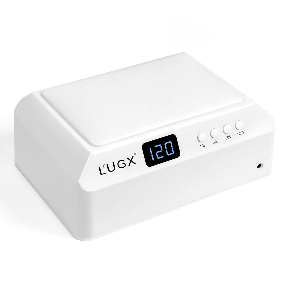 L'UGX front view showing lamp and armrest, clear workspace for faster curing