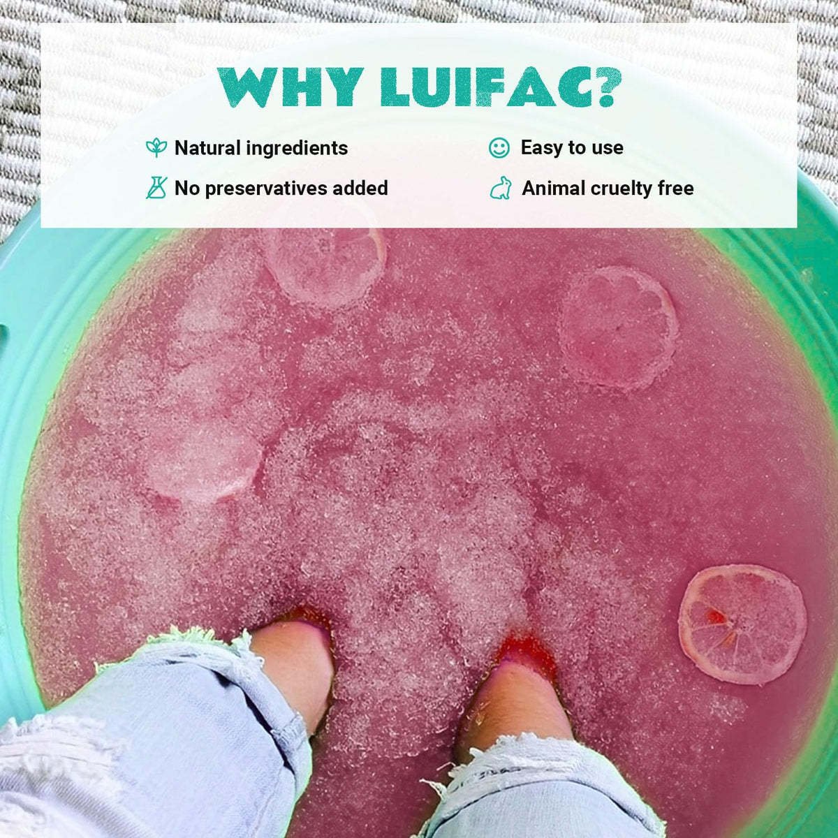 LUIFAC size scale with hand and basin showing treatment portion