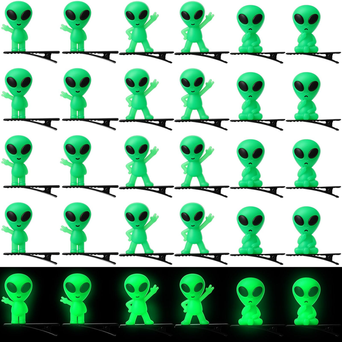Luinabio front packaging of 30 glow alien clips showing quantity and color