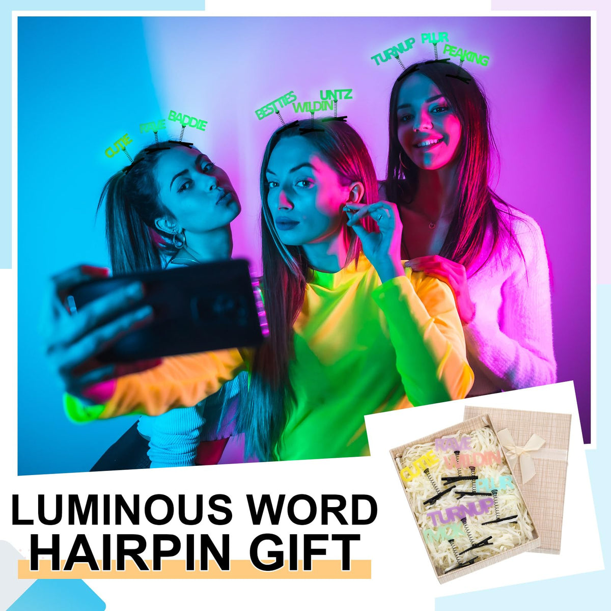 Luinabio glowing clips in low light showing luminous party visibility