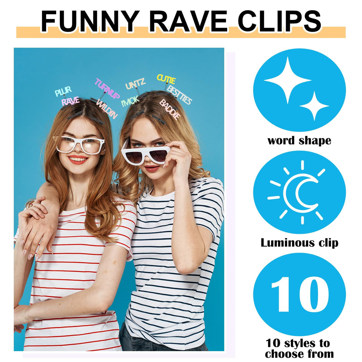 Luinabio hair clips worn at festival showing fun glow and styling versatility