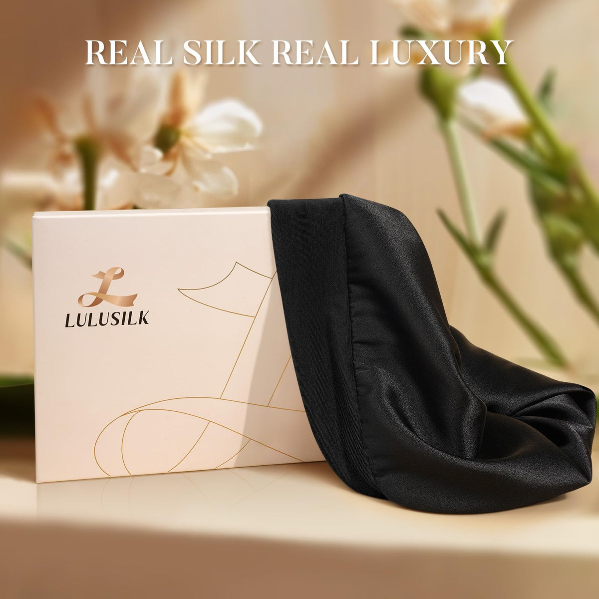 LULUSILK bonnet in bedroom setting illustrating night use and breathable comfort