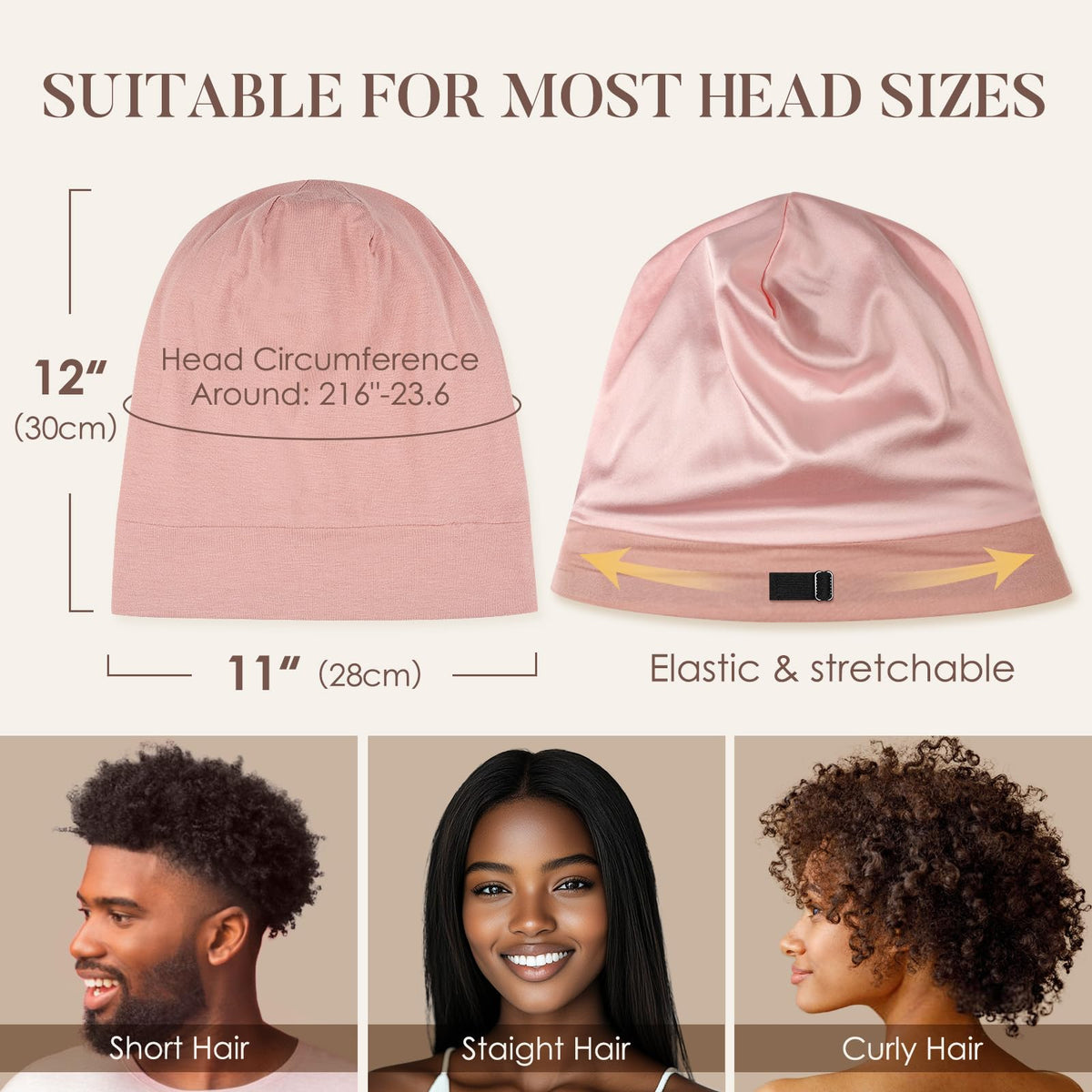 LULUSILK bonnet back view demonstrating roomy interior for hair