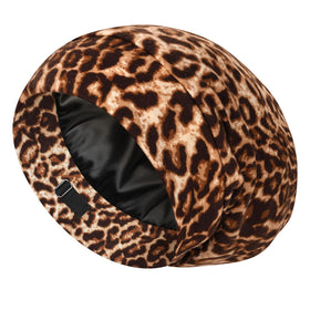 LULUSILK front packaging showing brown leopard bonnet and gift box, stylish protection