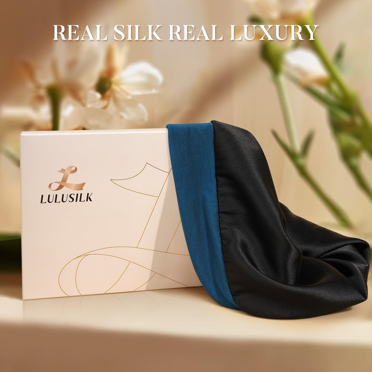LULUSILK packaged gift box presenting a ready-to-give silk bonnet