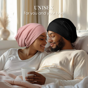 LULUSILK bonnet in hand showing lightweight size for travel