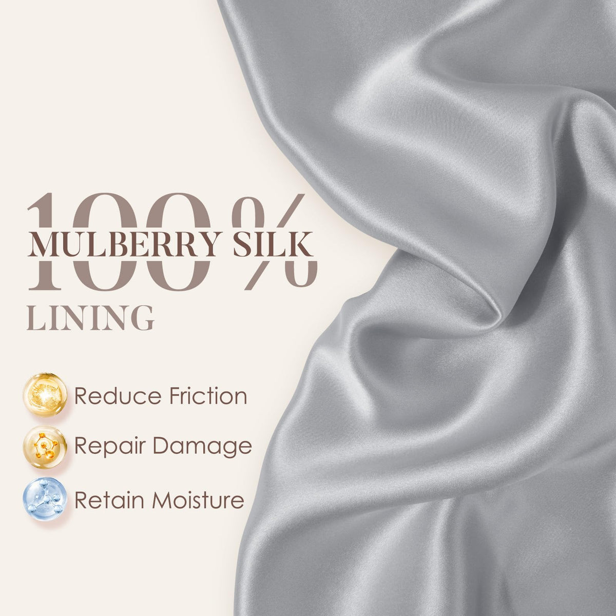 LULUSILK close-up of mulberry silk lining highlighting smooth gentle surface