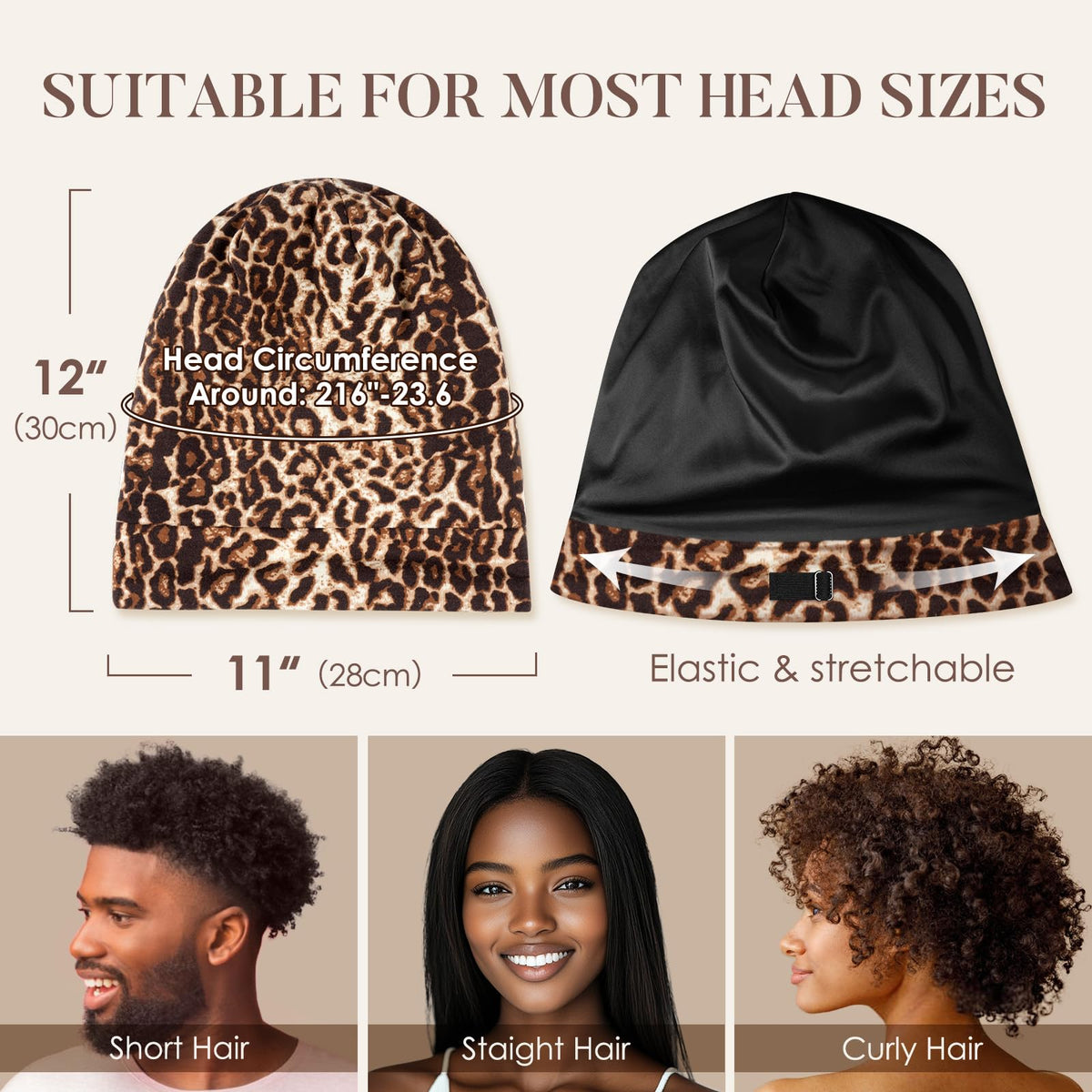 LULUSILK bonnet on model head showing scale and comfortable full coverage