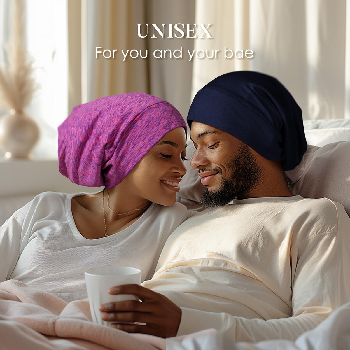LULUSILK sleep cap held in hand to show scale and lightweight, portable design