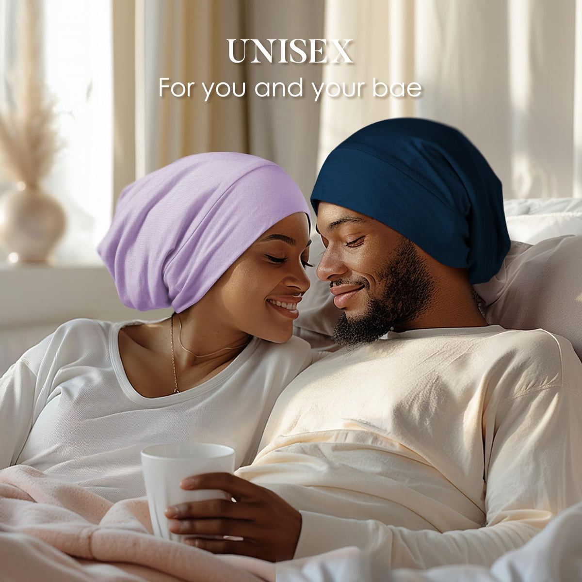 LULUSILK sleep cap beside a hand showing compact scale and portability