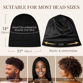 LULUSILK bonnet worn on short hair demonstrating snug comfortable coverage
