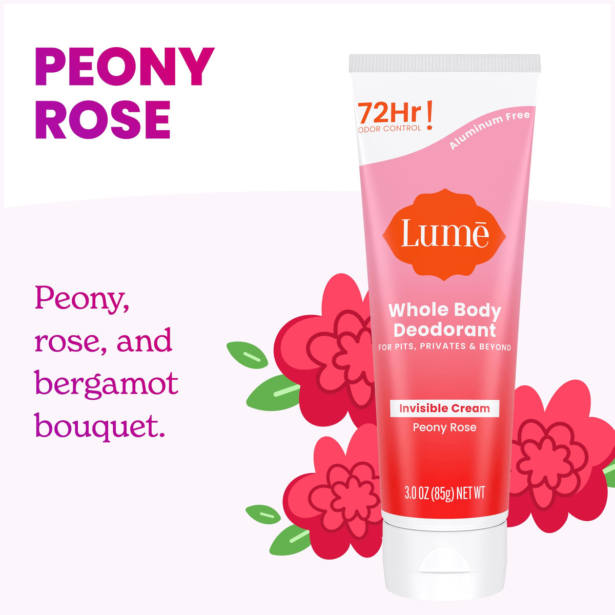 Lume Invisible Cream tube open to show pump and precise application for sensitive areas
