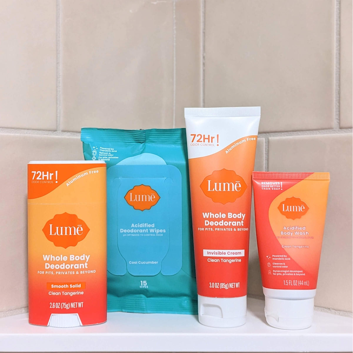 Lume Invisible Cream tube texture on fingertip showing non-greasy finish for delicate areas