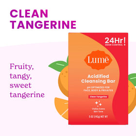 Lume product label close-up listing no SLS parabens benefit