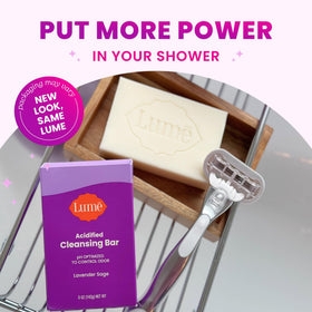 Lume Lavender Sage styled in bathroom setting suggesting calm routine