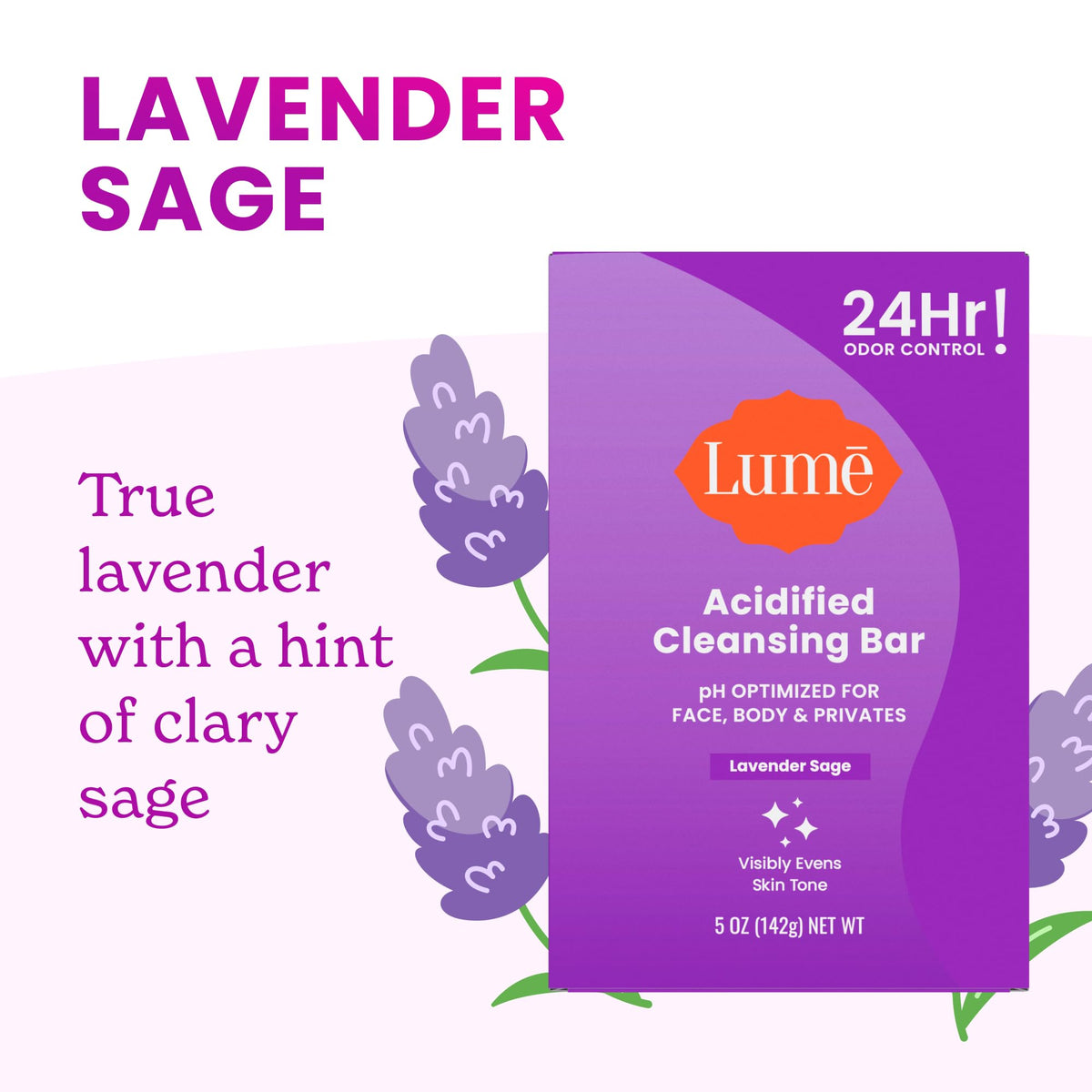 Lume tangerine lavender unscented bars arranged showing scent options
