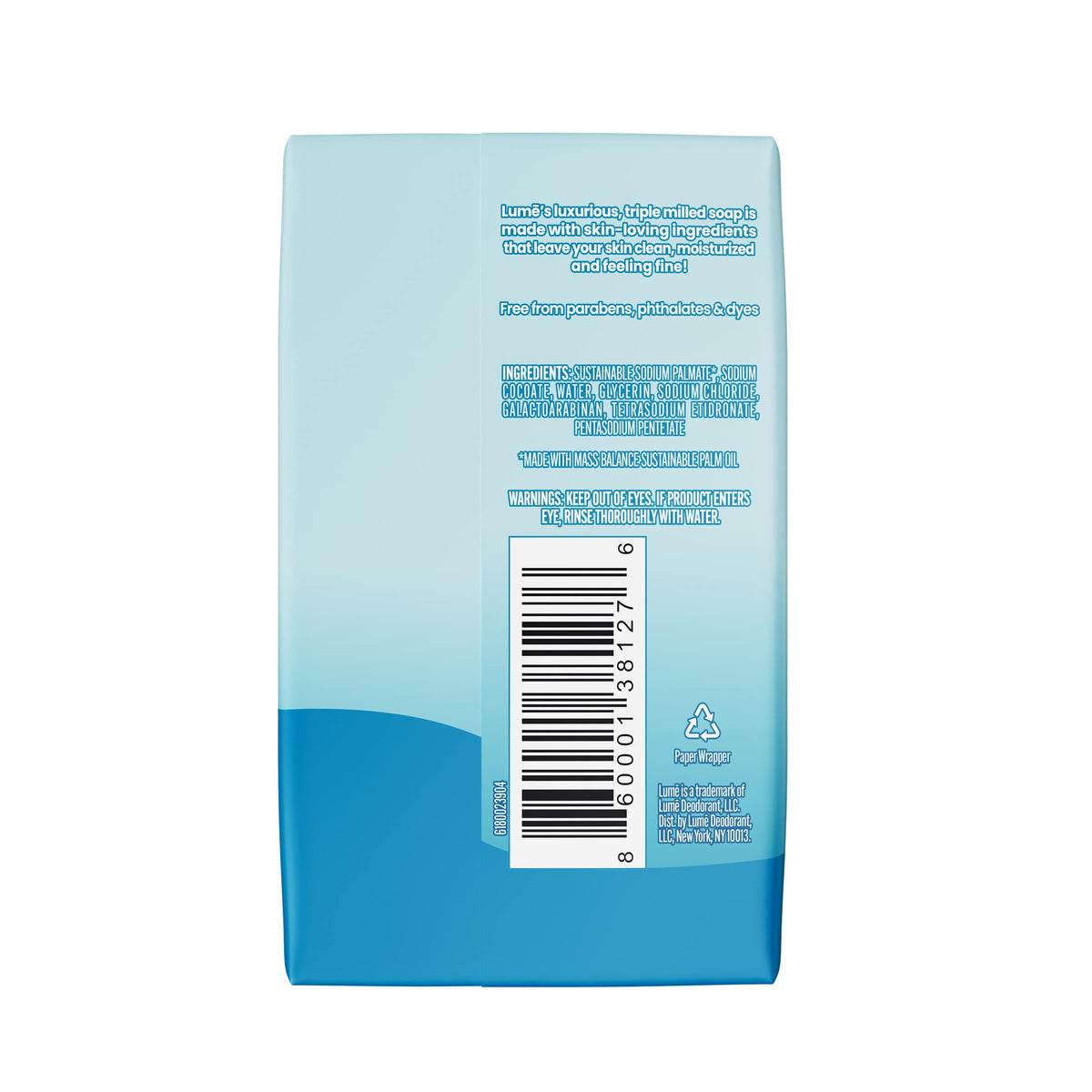 Lume single 5 ounce bar front label highlighting unscented benefit